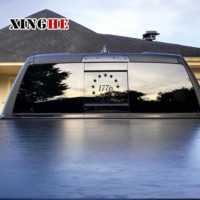 xinghe 1776 July 4th Independence Day USA Rear Middle Window American Truck Decal - Matte Black Vinyl - Image 5